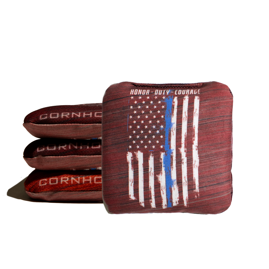 Thin Blue Line Red Cornhole Bags