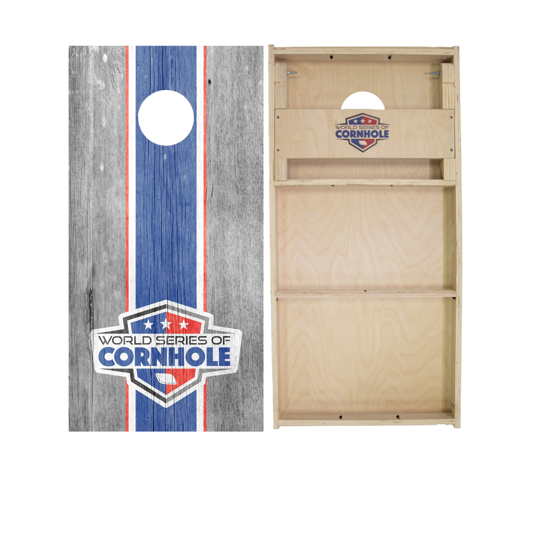 Grey and Blue Stripes Cornhole Boards