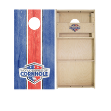 Blue and Red Stripes Cornhole Boards
