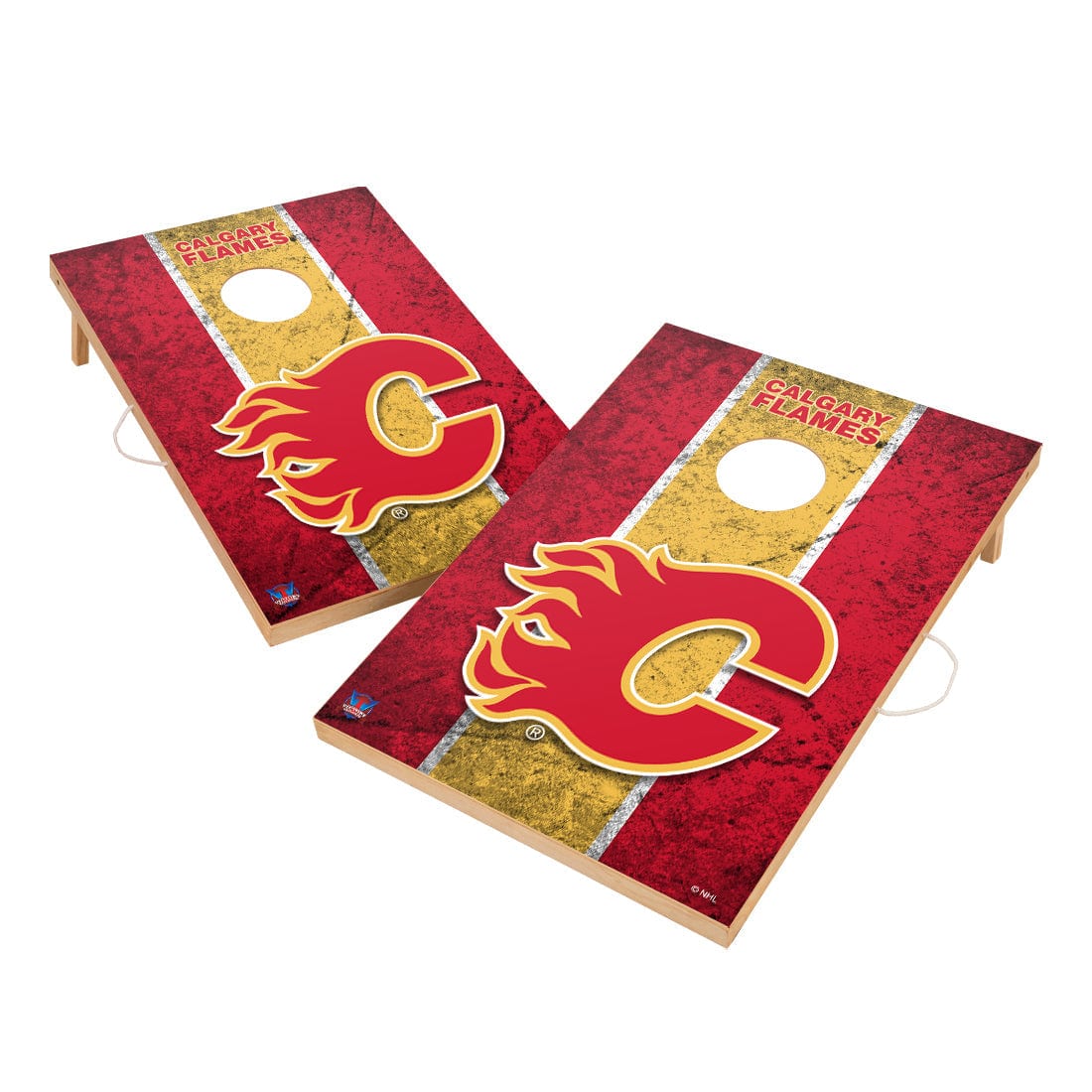 Vintage Calgary Flames Solid Wood 2x3 Cornhole Set