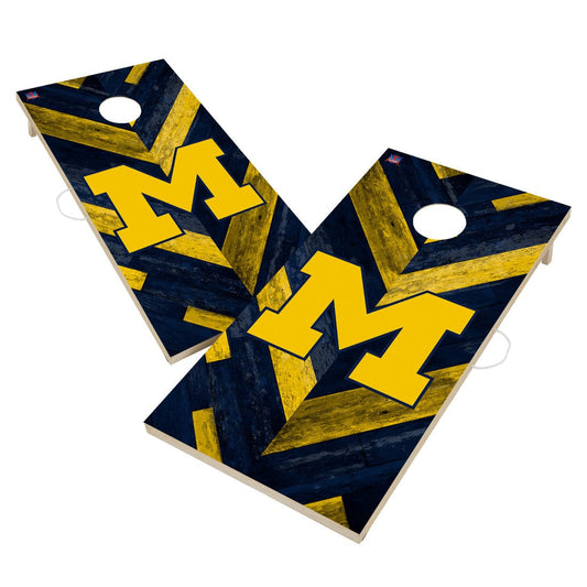 Michigan Wolverines Cornhole Board Set - Herringbone Design