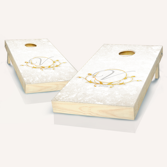 Wedding Gold Leaf Cornhole Boards