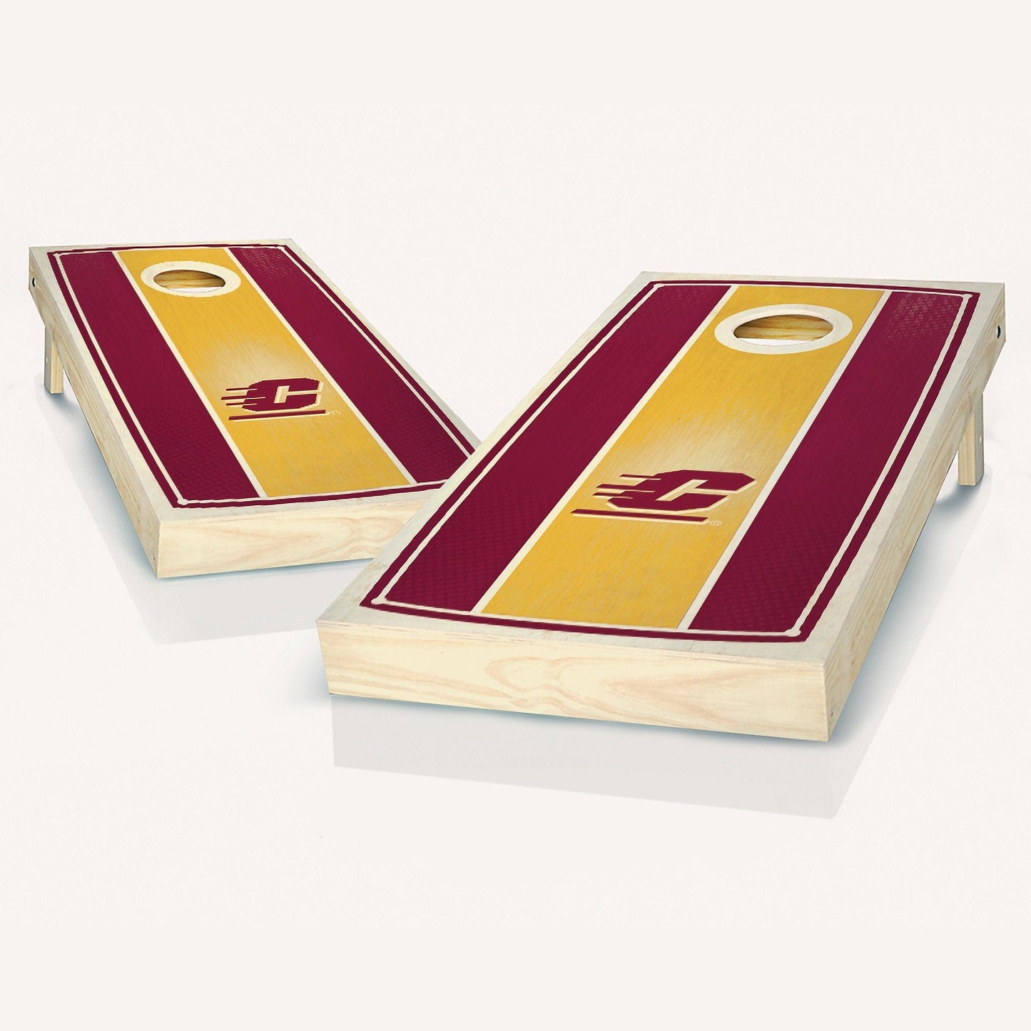 Central Michigan Stained Striped Cornhole Boards