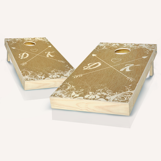 Crossed Hearts Wedding Cornhole Boards