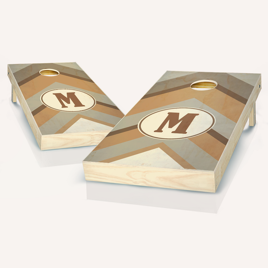 Warm Chevron Monogram Cornhole Boards