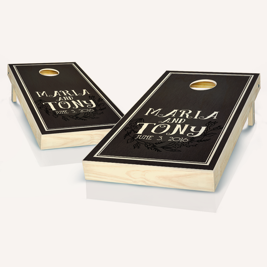 Whimsical Forest Ebony Wedding Cornhole Boards