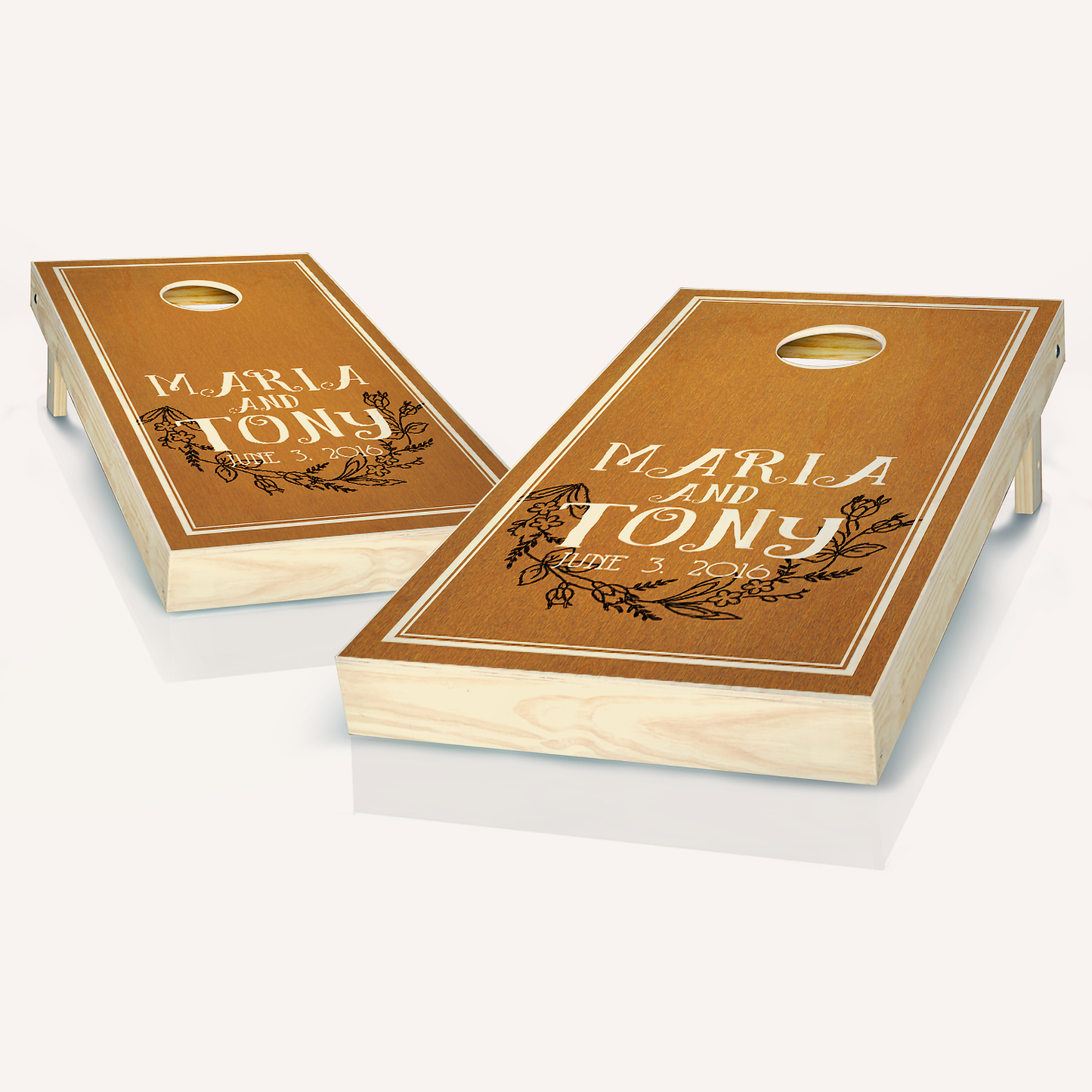 Whimsical Forest Maple Wedding Cornhole Boards