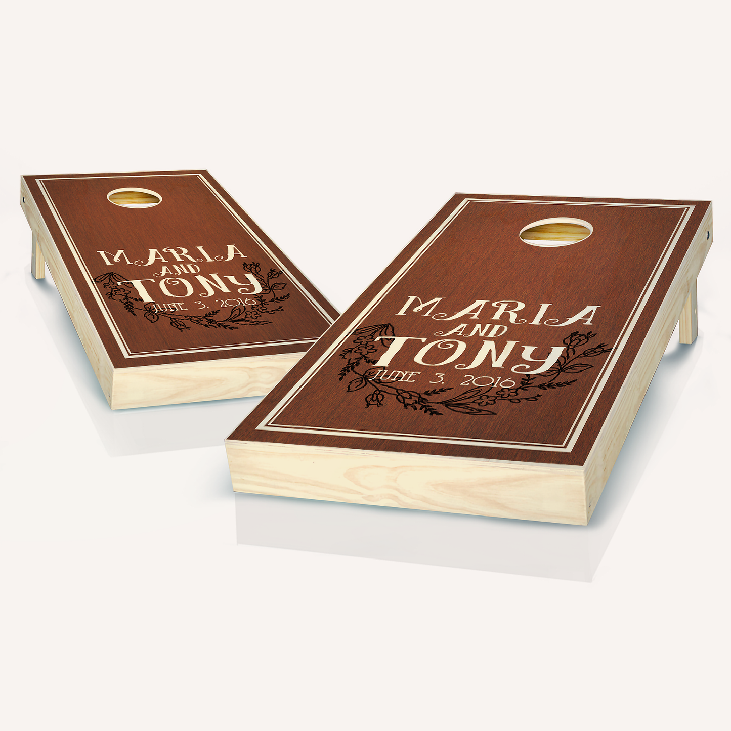 Whimsical Forest Rosewood Wedding Cornhole Boards