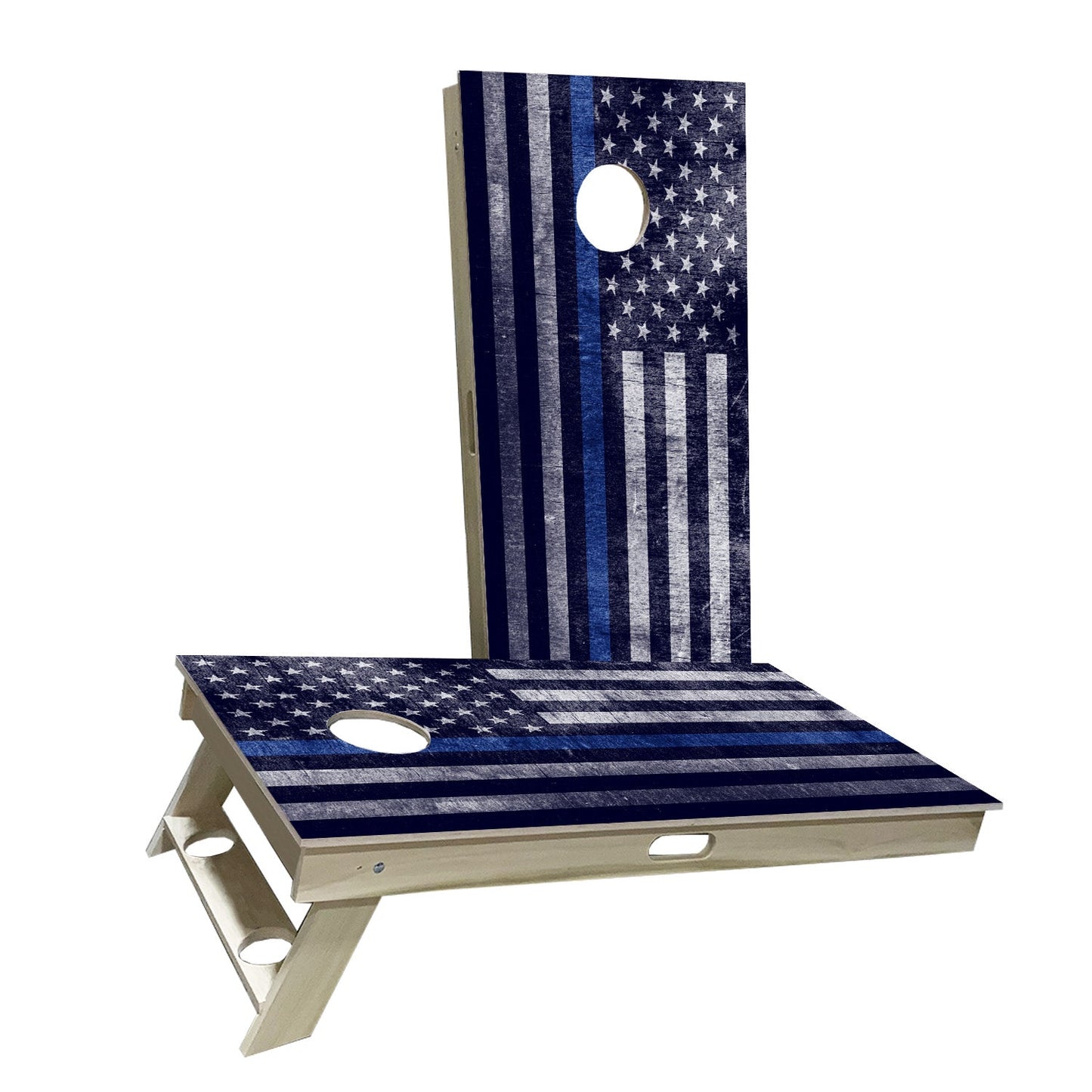 Blue Tint Thin Blue Line Flag Grain Cornhole Boards