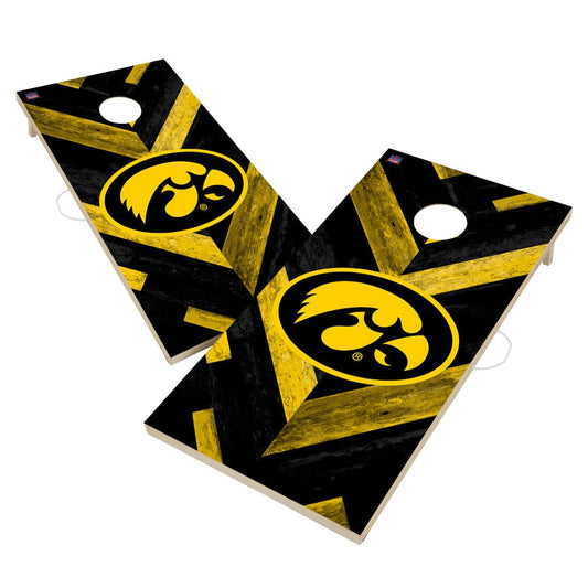 Iowa Hawkeyes Cornhole Board Set - Herringbone Design