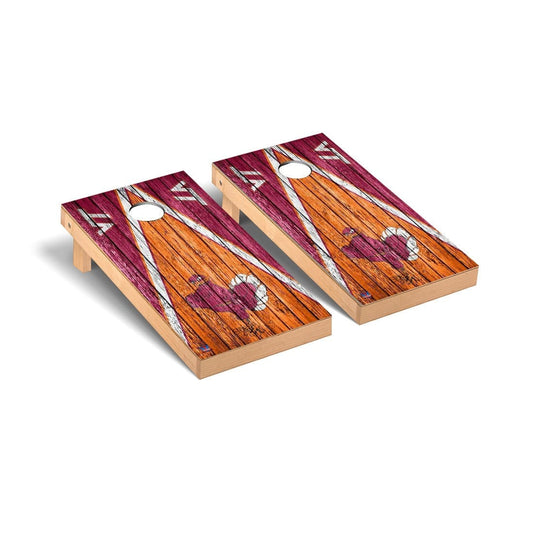 Virginia Tech Hokies Cornhole Board Set - Triangle Weathered Version