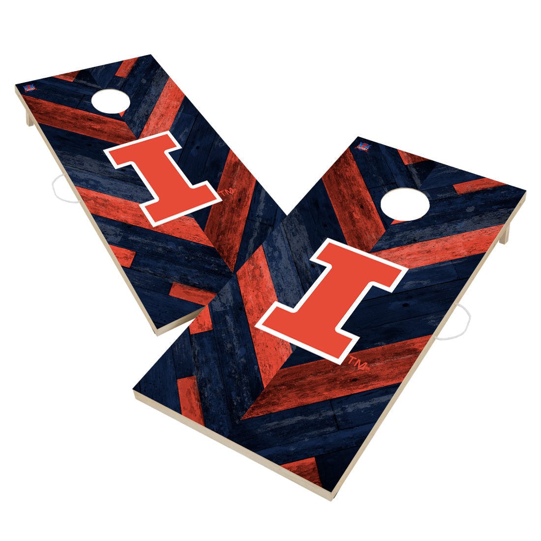 Illinois Fighting Illini Cornhole Board Set - Herringbone Design