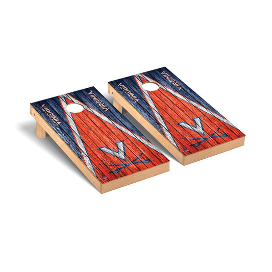 Virginia UVA Cavaliers Wahoos Cornhole Board Set - Triangle Weathered Version