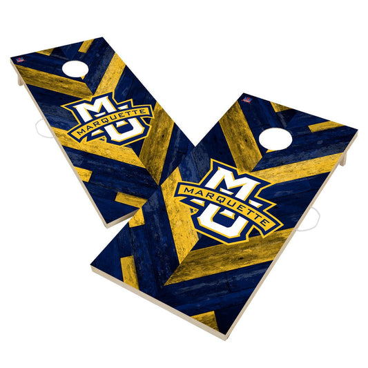 Marquette University Golden Eagles Cornhole Board Set - Herringbone Design