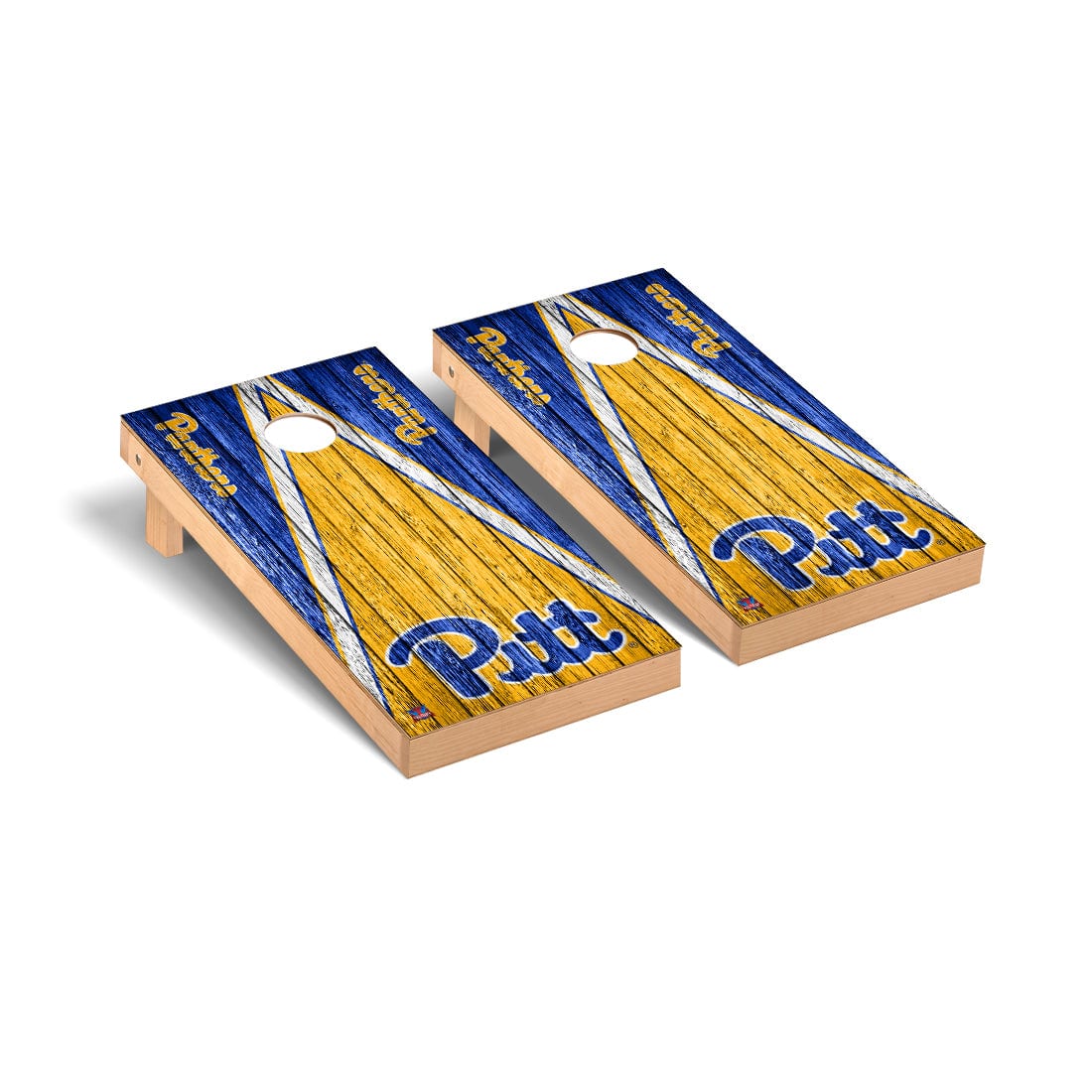 University of Pittsburgh Panthers Cornhole Board Set - Triangle Weathered Version