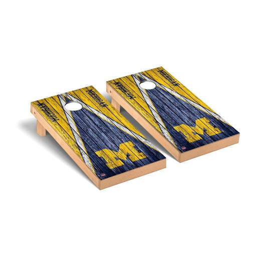 Michigan Wolverines Cornhole Board Set - Triangle Weathered Version