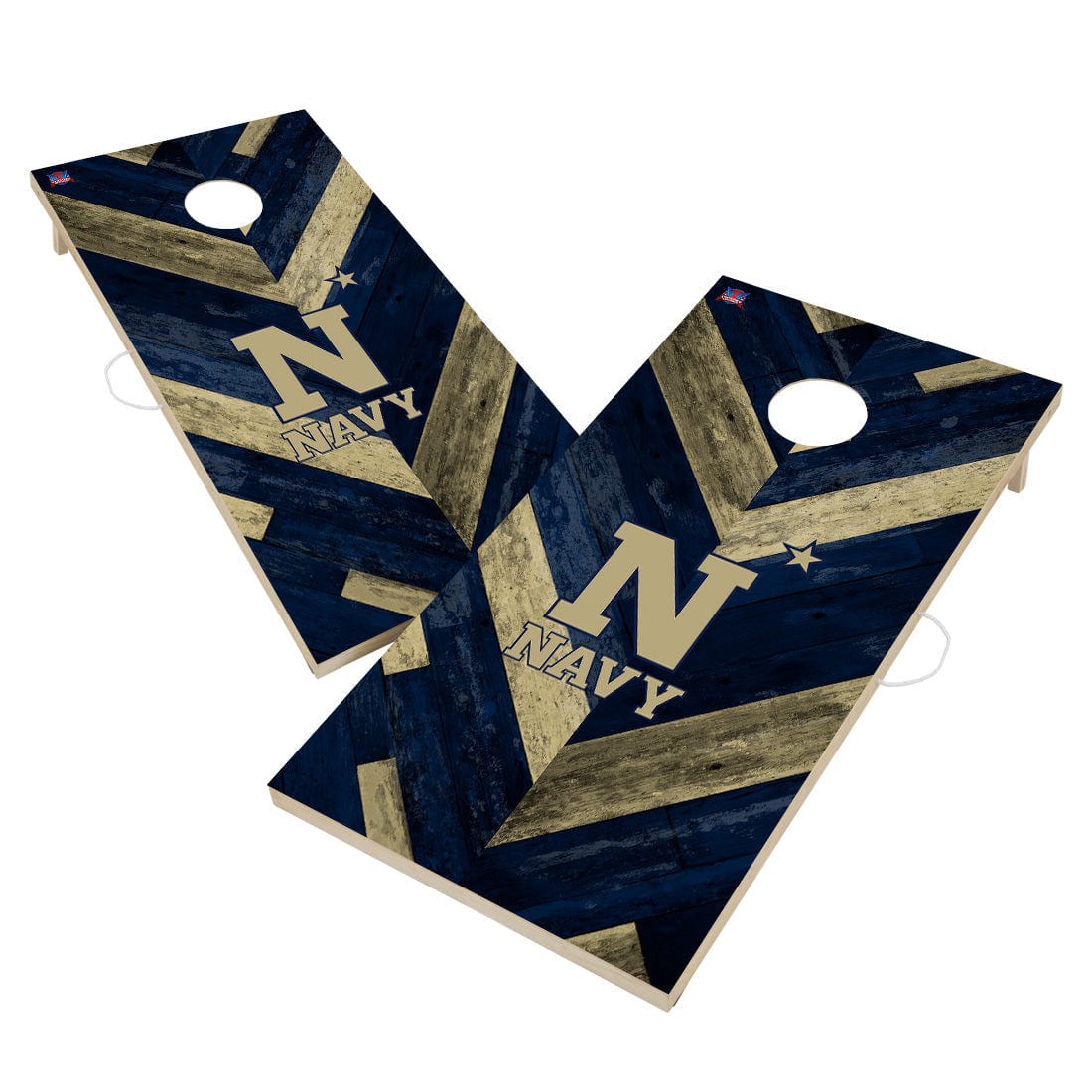 Naval Academy Midshipmen Cornhole Board Set - Herringbone Design