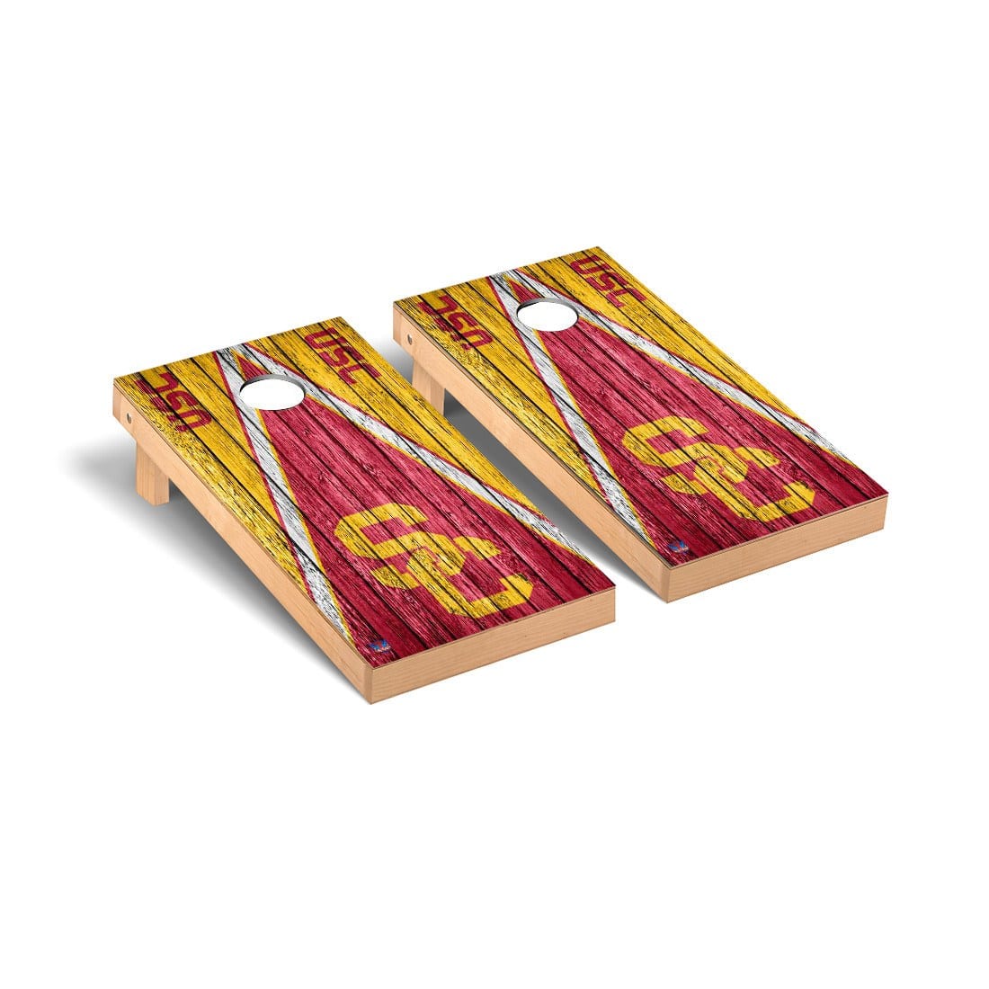 Southern California USC Trojans Cornhole Board Set - Triangle Weathered Version