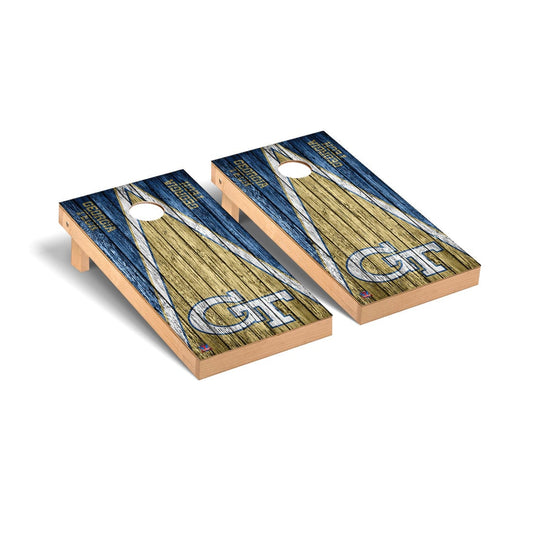 Georgia Tech Yellow Jackets Cornhole Board Set - Triangle Weathered Version