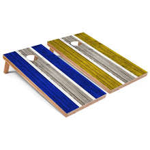 Royal and Yellow Striped Cornhole Boards
