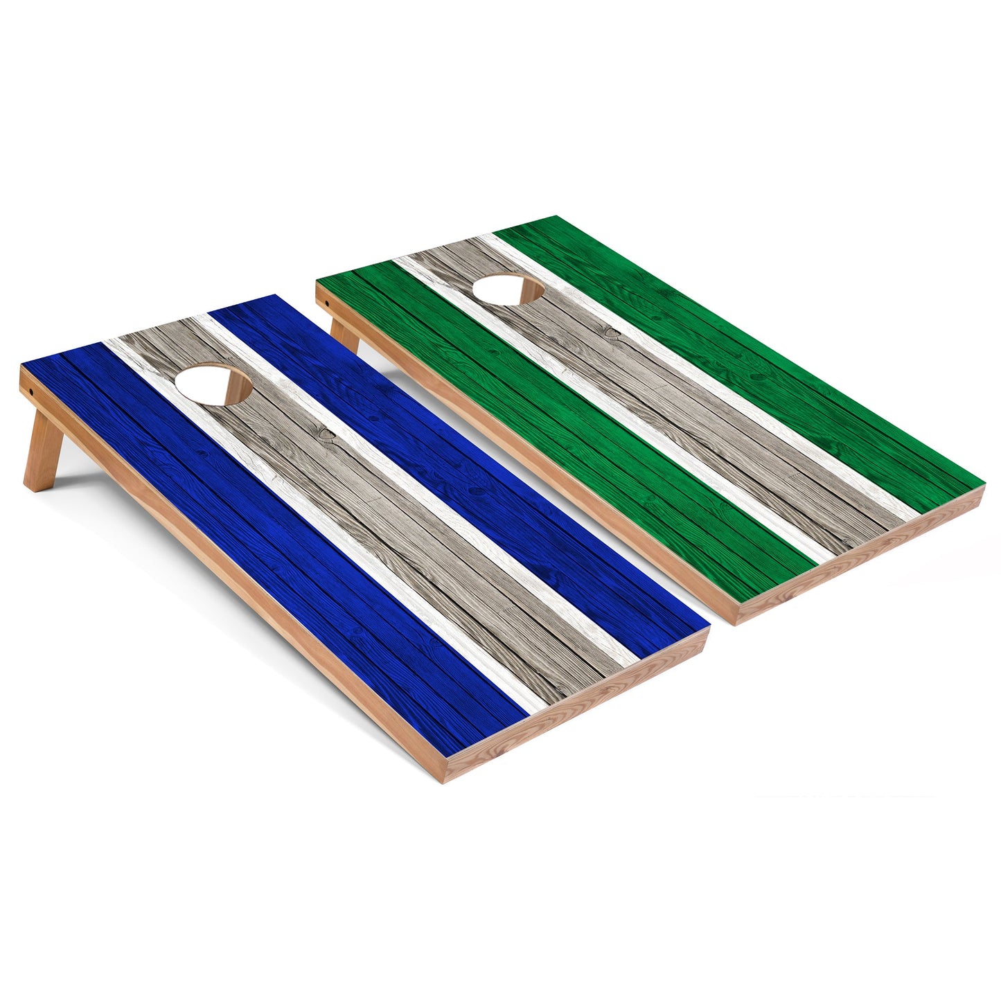 Royal and Kelly Striped Cornhole Boards