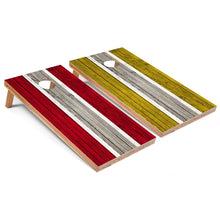 Red and Yellow Striped Cornhole Boards
