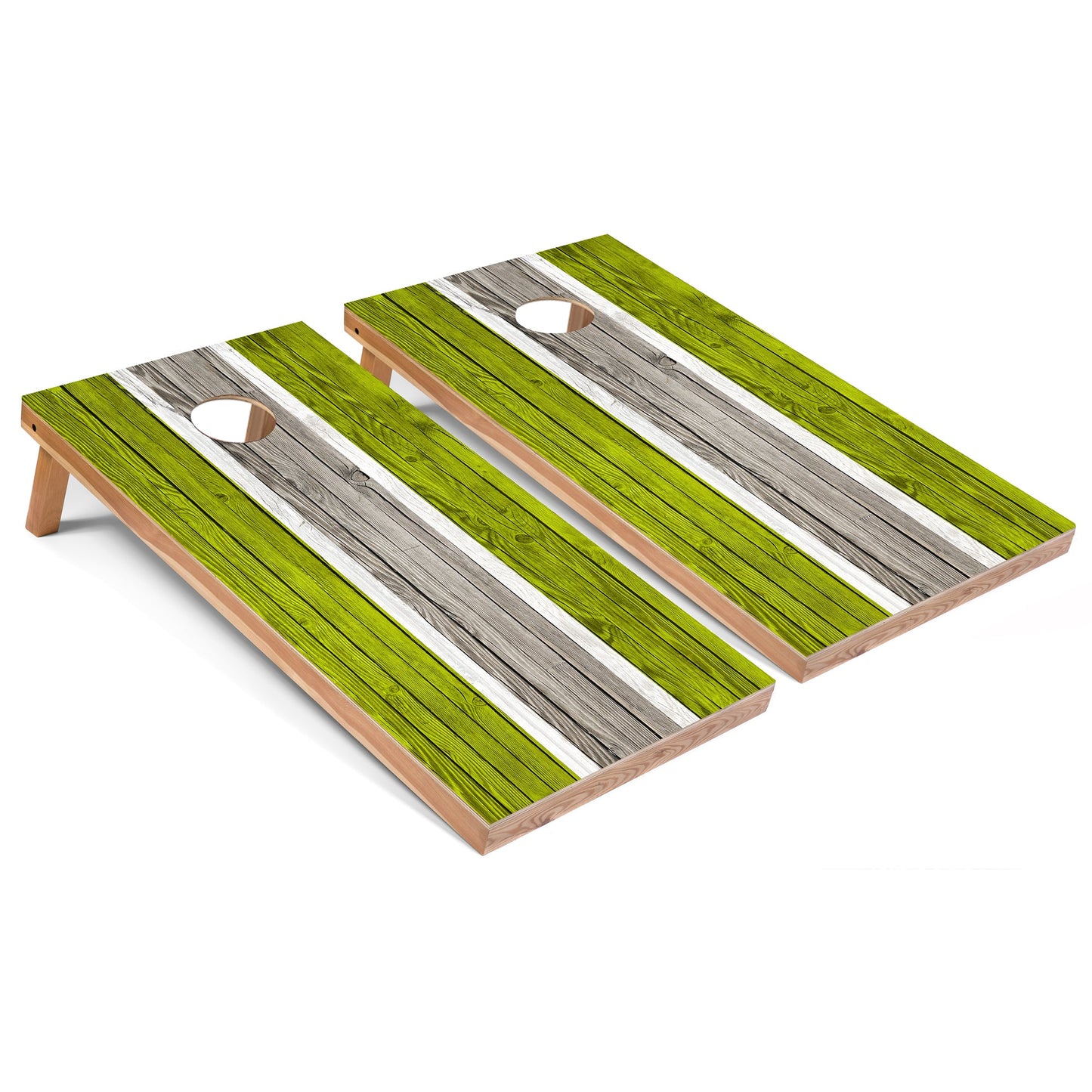 Lime Striped Cornhole Boards