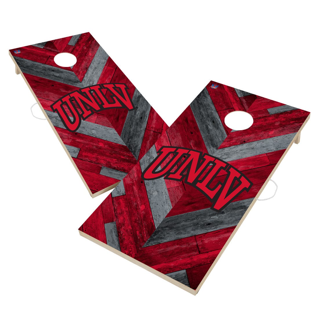 Nevada Las Vegas UNLV Rebels Cornhole Board Set - Herringbone Design