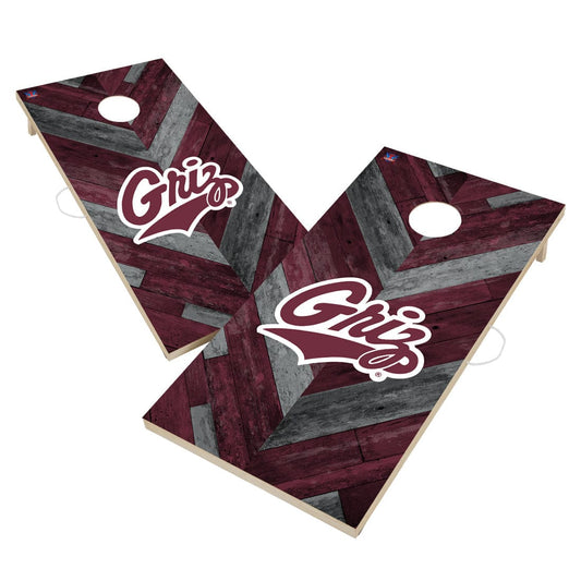 Montana Grizzlies Cornhole Board Set - Herringbone Design