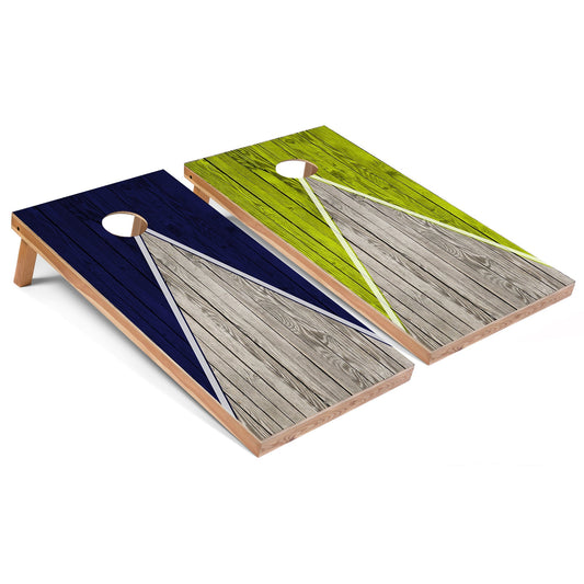 Navy and Lime Pyramid All-Weather Cornhole Set