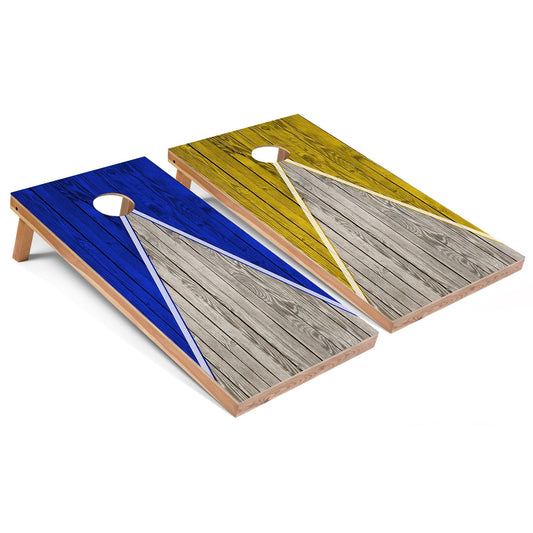 Royal and Yellow Pyramid All-Weather Cornhole Set