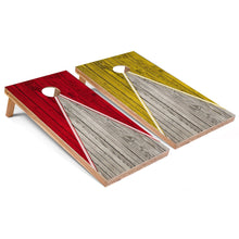 Red and Yellow Pyramid Cornhole Boards
