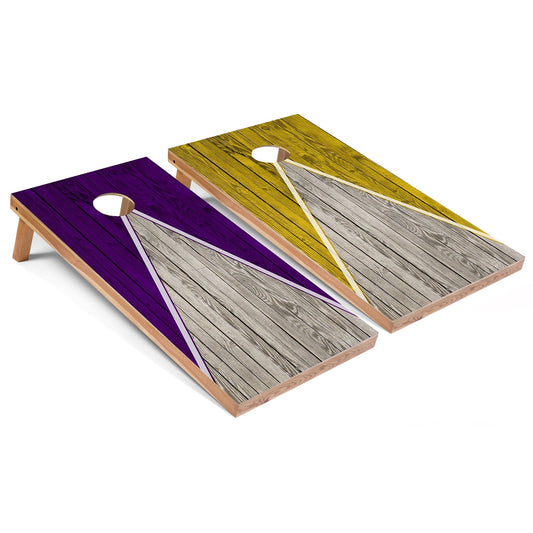 Purple and Yellow Pyramid All-Weather Cornhole Set