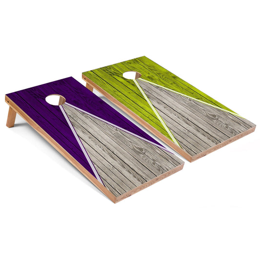 Purple and Lime Pyramid All-Weather Cornhole Set