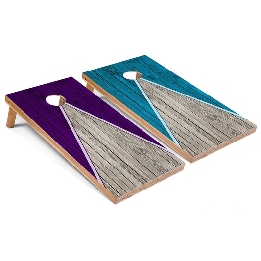 Purple and Turquoise Pyramid All-Weather Cornhole Set