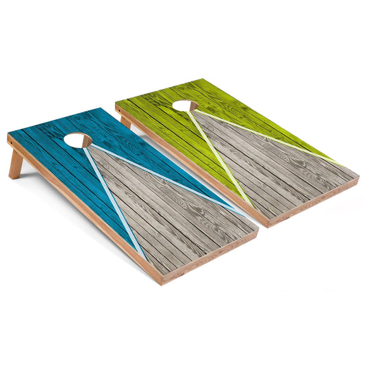 Turquoise and Lime Pyramid All-Weather Cornhole Set