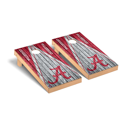 Alabama Crimson Tide Cornhole Board Set - Triangle Weathered Version