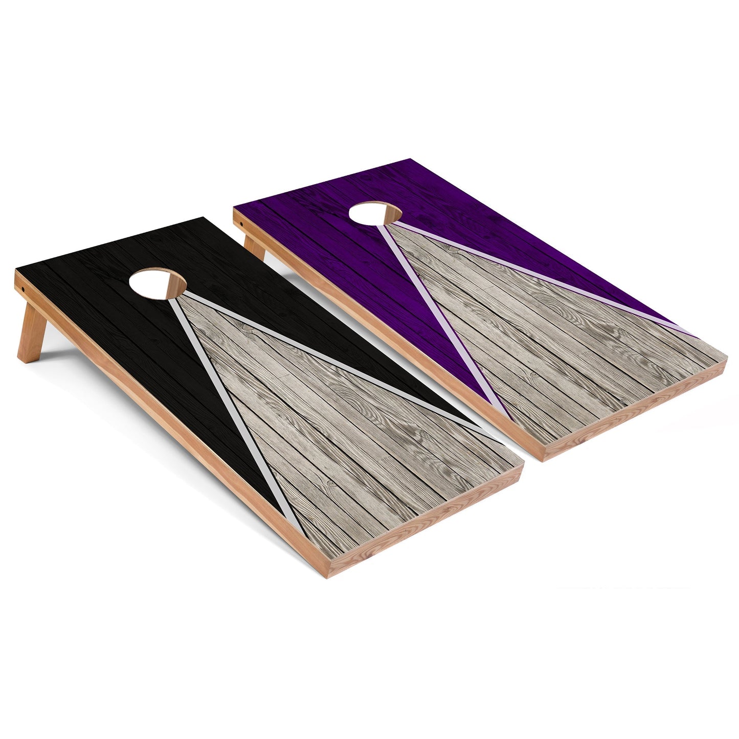 Black and Purple Pyramid All-Weather Cornhole Set