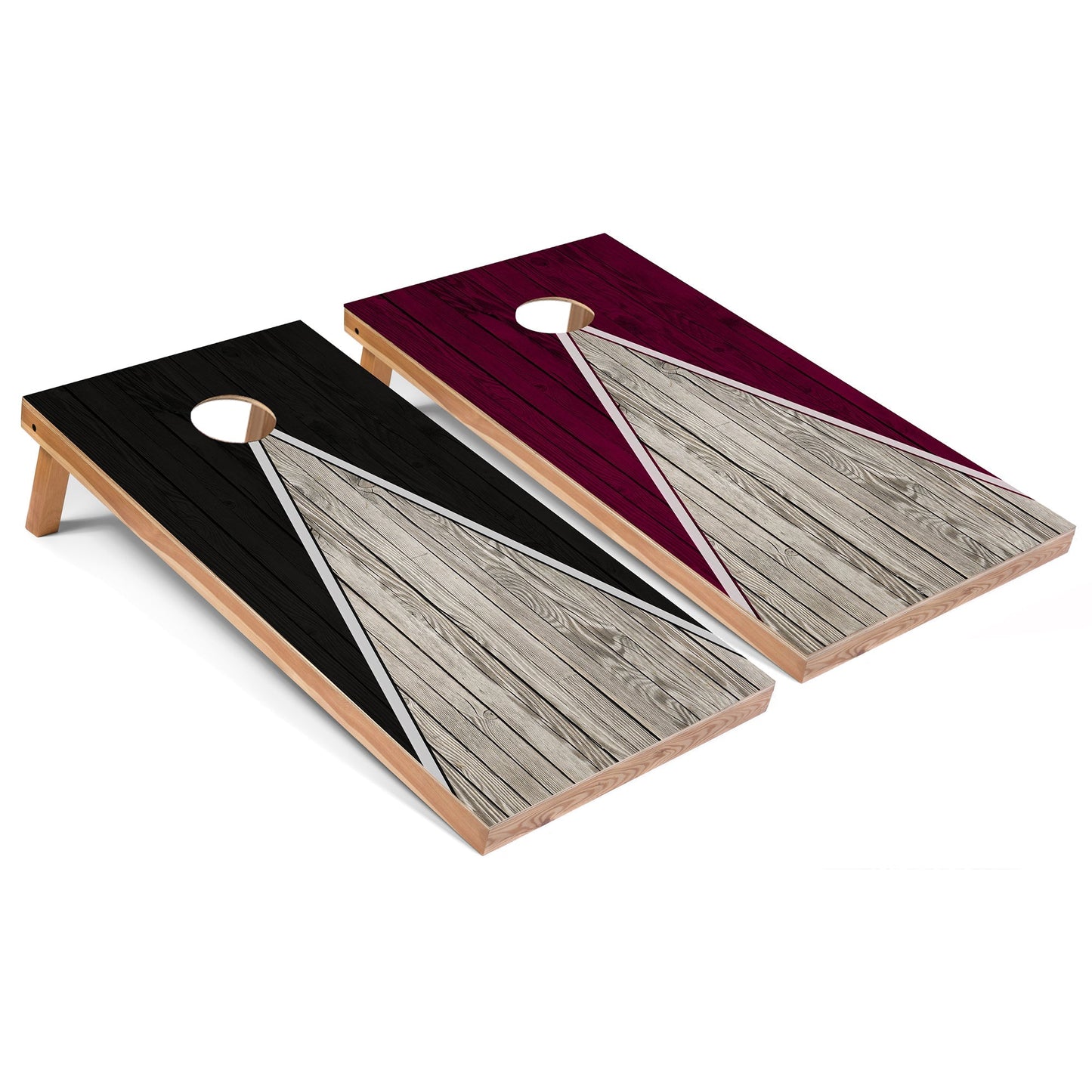 Black and Maroon Pyramid All-Weather Cornhole Set