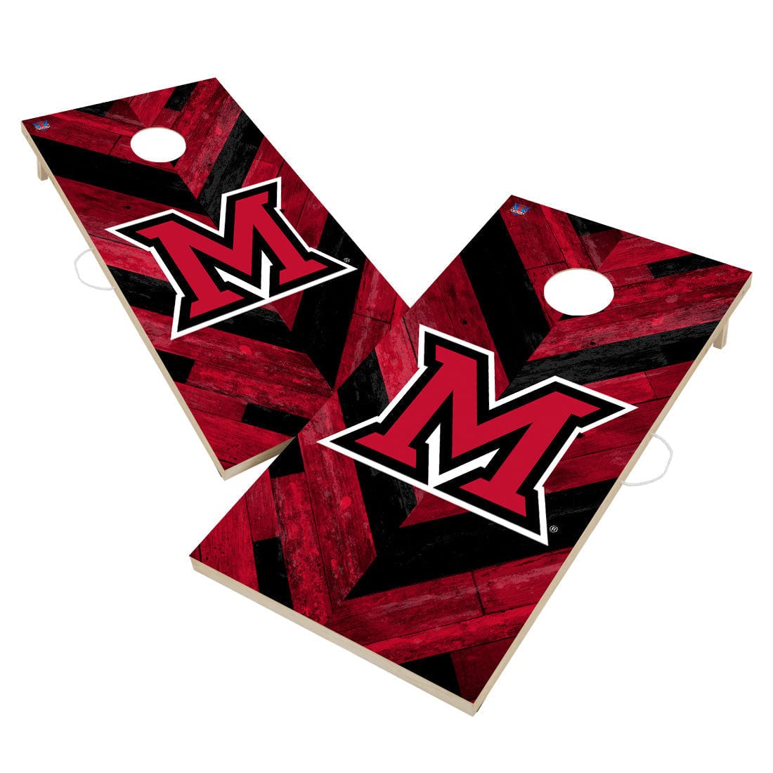 Miami University RedHawks Cornhole Board Set - Herringbone Design