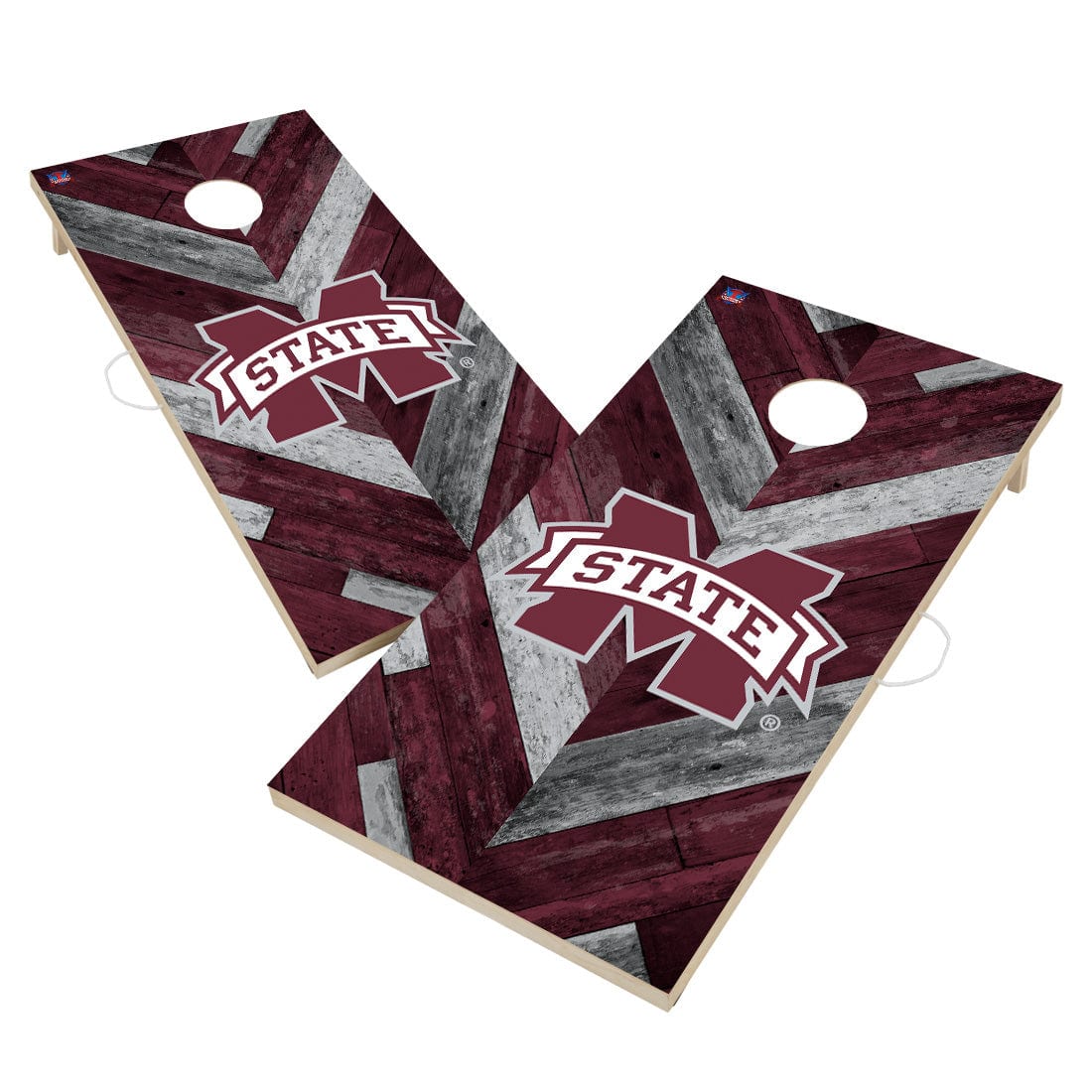 Mississippi State University Bulldogs Cornhole Board Set - Herringbone Design