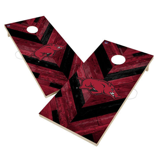 Arkansas Razorbacks Cornhole Board Set - Herringbone Design