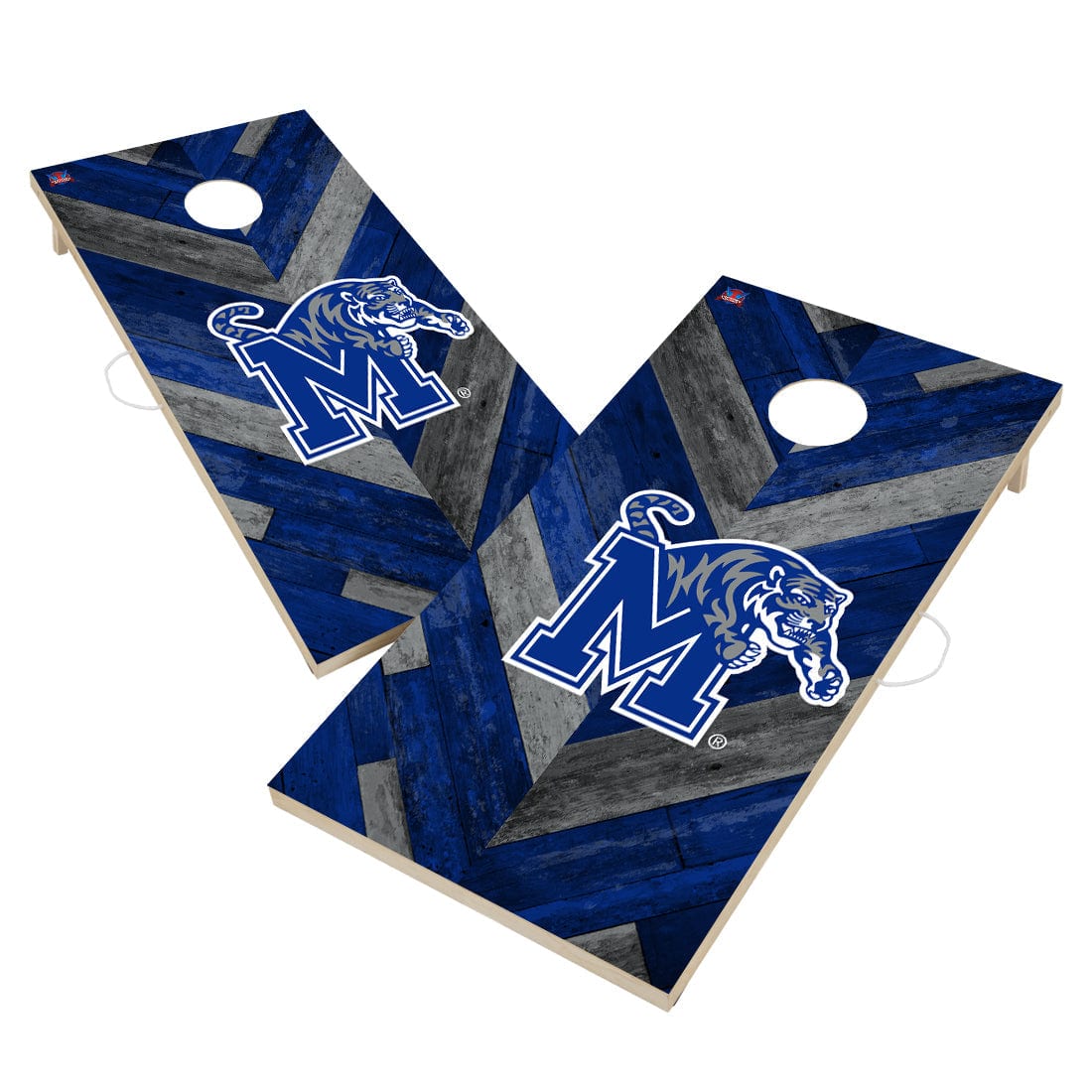 Memphis Tigers Cornhole Board Set - Herringbone Design