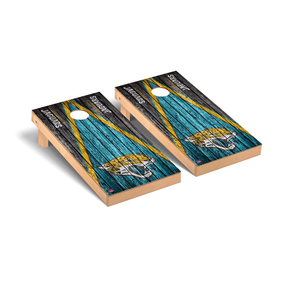 Jacksonville Jaguars NFL Football Cornhole Board Set - Triangle Weathered Version