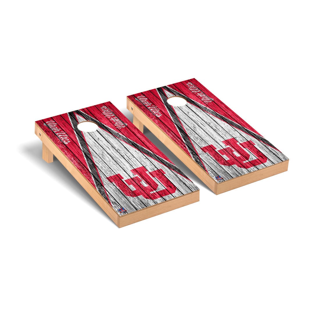 Utah Utes Cornhole Board Set - Triangle Weathered Version