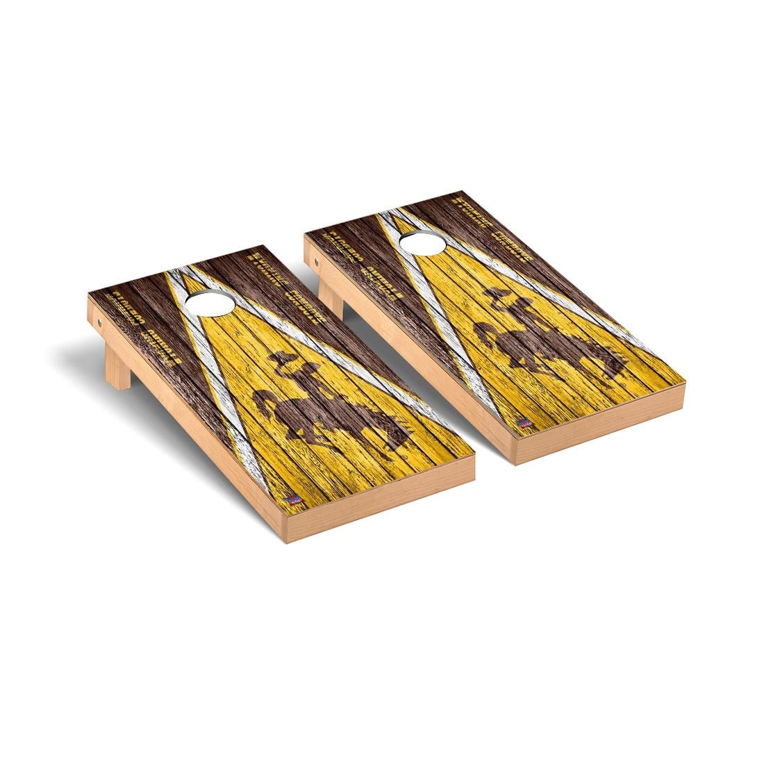 Wyoming Cowboys Cornhole Board Set - Triangle Weathered Version