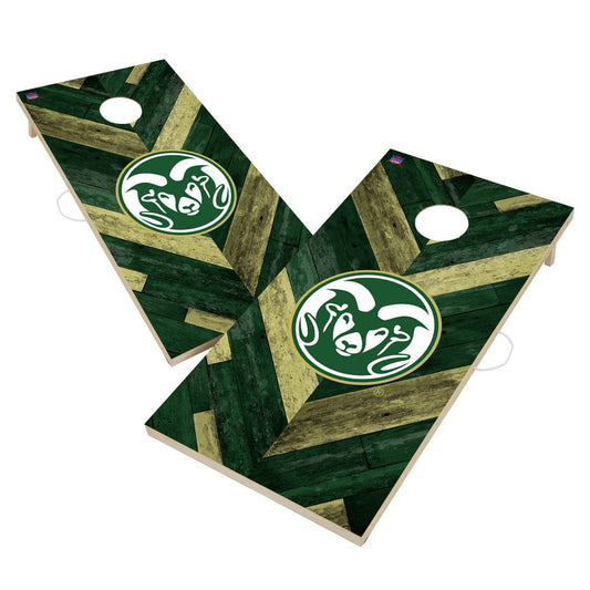 Colorado State Rams Cornhole Board Set - Herringbone Design