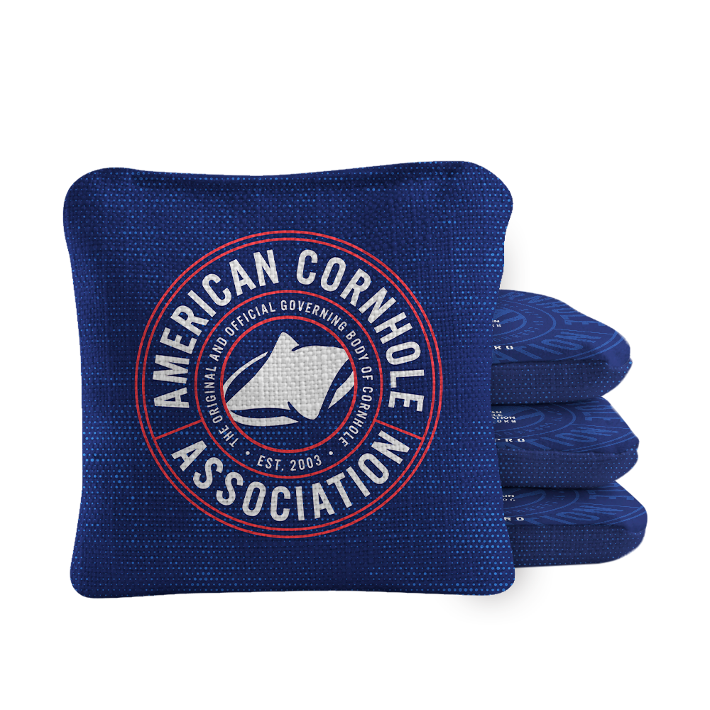 Official ACA Tournament Badge Synergy Pro Blue Cornhole Bags