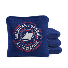 Official ACA Tournament Badge Synergy Pro Blue Cornhole Bags
