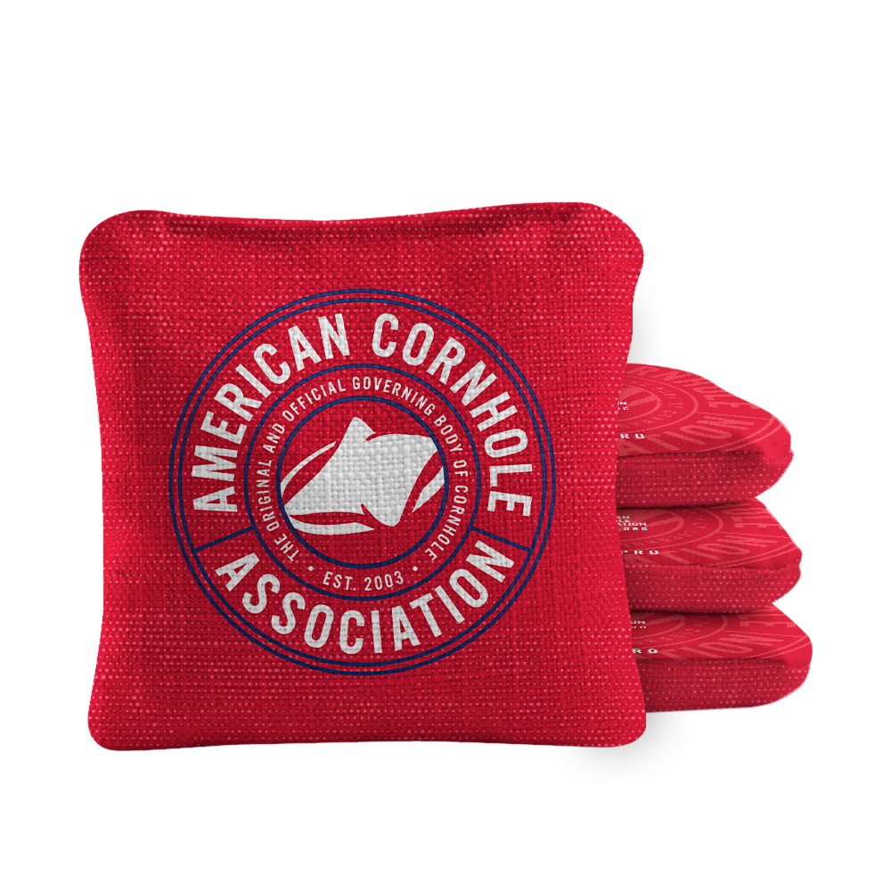 Official ACA Tournament Badge Synergy Pro Red Cornhole Bags